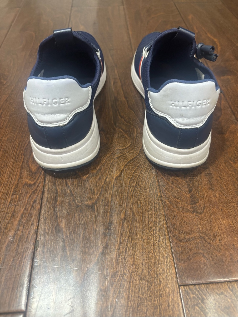 Tommy Hilfiger Navy Knit Slip-On Sneakers with Red & White Band - Picture 4 of 6